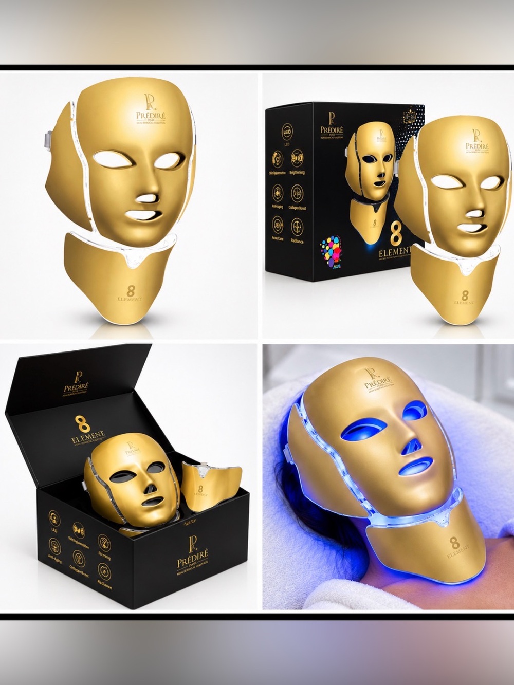 Prédiré Paris 8 Element Gold LED Face & Neck Skincare Mask